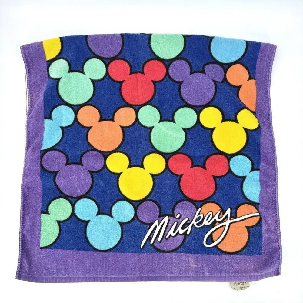 Vintage 90s Disney Mickey Silhouette All Over Print Beach Towel by Franco RARE!